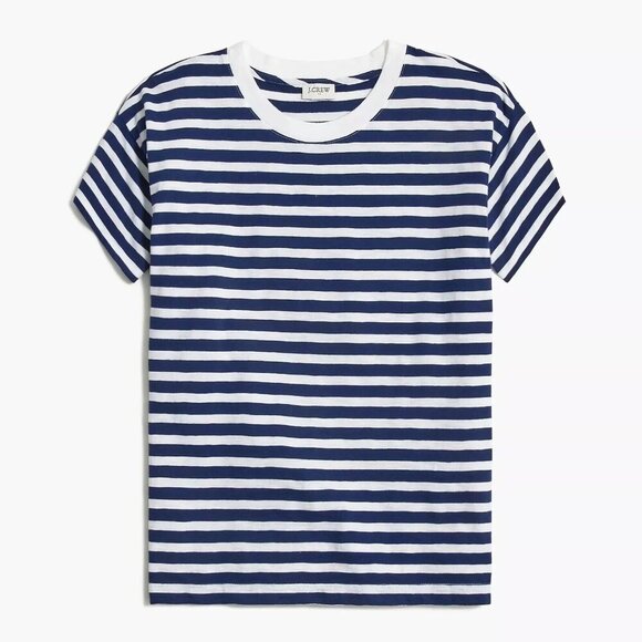 J. Crew Women's Navy White Striped Crew Neck Short Sleeve Tee Size Medium NWT - Picture 7 of 7
